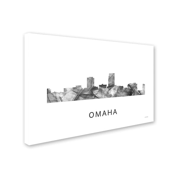 Marlene Watson 'Omaha Nebraska Skyline WB-BW' Canvas Art,16x24